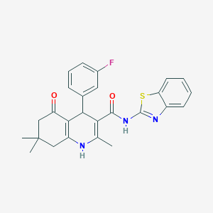 N-(1,3-benzothiazol-2-yl)-4-(3-fluorophenyl)-2,7,7-trimethyl-5-oxo-1,4,5,6,7,8-hexahydro-3-quinolinecarboxamide