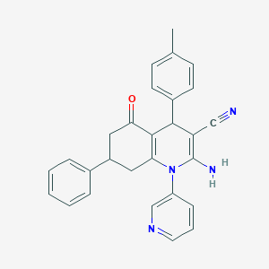 molecular formula C28H24N4O B451372 2-Amino-4-(4-methylphenyl)-5-oxo-7-phenyl-1-(3-pyridinyl)-1,4,5,6,7,8-hexahydro-3-quinolinecarbonitrile 