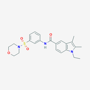 molecular formula C23H27N3O4S B451373 1-ethyl-2,3-dimethyl-N-[3-(morpholin-4-ylsulfonyl)phenyl]-1H-indole-5-carboxamide 