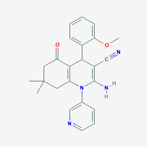 molecular formula C24H24N4O2 B451374 2-Amino-4-(2-methoxyphenyl)-7,7-dimethyl-5-oxo-1-(3-pyridinyl)-1,4,5,6,7,8-hexahydro-3-quinolinecarbonitrile 