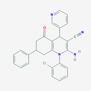 molecular formula C27H21ClN4O B451375 2-Amino-1-(2-chlorophenyl)-5-oxo-7-phenyl-4-(3-pyridinyl)-1,4,5,6,7,8-hexahydro-3-quinolinecarbonitrile 