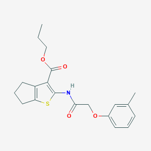 molecular formula C20H23NO4S B451387 propyl 2-{[(3-methylphenoxy)acetyl]amino}-5,6-dihydro-4H-cyclopenta[b]thiophene-3-carboxylate 