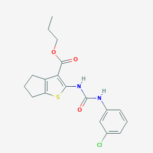 molecular formula C18H19ClN2O3S B451389 propyl 2-{[(3-chloroanilino)carbonyl]amino}-5,6-dihydro-4H-cyclopenta[b]thiophene-3-carboxylate 