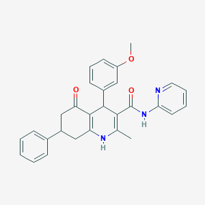 molecular formula C29H27N3O3 B451390 4-(3-Methoxyphenyl)-2-methyl-5-oxo-7-phenyl-N-(2-pyridinyl)-1,4,5,6,7,8-hexahydro-3-quinolinecarboxamide 