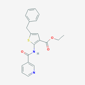 molecular formula C20H18N2O3S B451403 Ethyl 5-benzyl-2-[(3-pyridinylcarbonyl)amino]-3-thiophenecarboxylate 