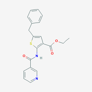 molecular formula C20H18N2O3S B451403 Ethyl 5-benzyl-2-(pyridine-3-carbonylamino)thiophene-3-carboxylate 