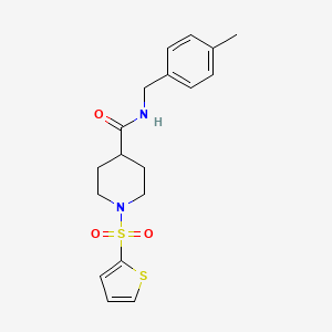 molecular formula C18H22N2O3S2 B4514049 N-[(4-METHYLPHENYL)METHYL]-1-(THIOPHENE-2-SULFONYL)PIPERIDINE-4-CARBOXAMIDE 