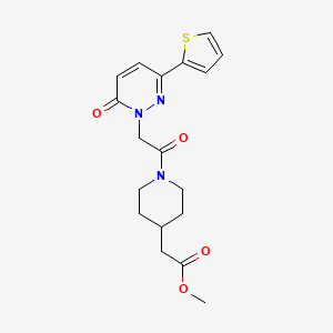 molecular formula C18H21N3O4S B4514063 methyl (1-{[6-oxo-3-(thiophen-2-yl)pyridazin-1(6H)-yl]acetyl}piperidin-4-yl)acetate 