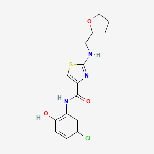 molecular formula C15H16ClN3O3S B4514165 N-(5-chloro-2-hydroxyphenyl)-2-[(tetrahydrofuran-2-ylmethyl)amino]-1,3-thiazole-4-carboxamide 