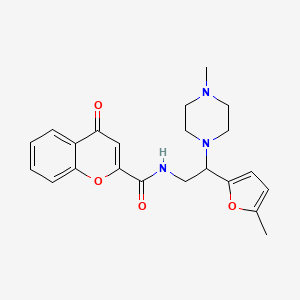 molecular formula C22H25N3O4 B4514203 N-[2-(5-methyl-2-furyl)-2-(4-methyl-1-piperazinyl)ethyl]-4-oxo-4H-chromene-2-carboxamide 