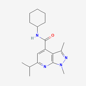 N-cyclohexyl-1,3-dimethyl-6-(propan-2-yl)-1H-pyrazolo[3,4-b]pyridine-4-carboxamide