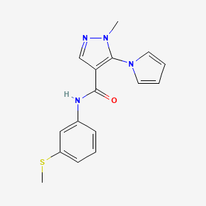 molecular formula C16H16N4OS B4514237 1-methyl-N-[3-(methylthio)phenyl]-5-(1H-pyrrol-1-yl)-1H-pyrazole-4-carboxamide 