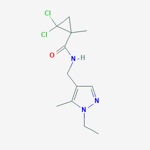 molecular formula C12H17Cl2N3O B451426 2,2-dichloro-N-[(1-ethyl-5-methyl-1H-pyrazol-4-yl)methyl]-1-methylcyclopropanecarboxamide 