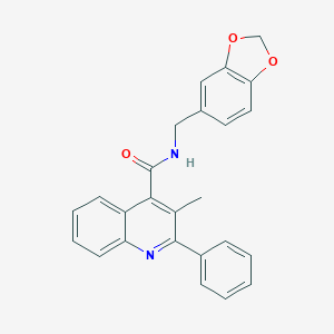 molecular formula C25H20N2O3 B451434 N-(1,3-benzodioxol-5-ylmethyl)-3-methyl-2-phenylquinoline-4-carboxamide 