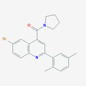 molecular formula C22H21BrN2O B451435 6-Bromo-2-(2,5-dimethylphenyl)-4-(1-pyrrolidinylcarbonyl)quinoline 