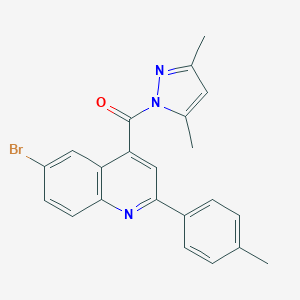 molecular formula C22H18BrN3O B451439 6-bromo-4-[(3,5-dimethyl-1H-pyrazol-1-yl)carbonyl]-2-(4-methylphenyl)quinoline 