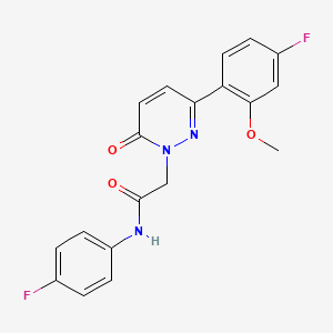 molecular formula C19H15F2N3O3 B4514526 2-[3-(4-fluoro-2-methoxyphenyl)-6-oxopyridazin-1(6H)-yl]-N-(4-fluorophenyl)acetamide 