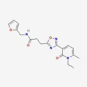 molecular formula C18H20N4O4 B4514577 3-[3-(1-Ethyl-6-methyl-2-oxo-1,2-dihydropyridin-3-YL)-1,2,4-oxadiazol-5-YL]-N-[(furan-2-YL)methyl]propanamide 