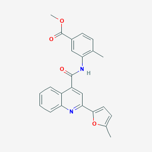 molecular formula C24H20N2O4 B451461 Methyl 4-methyl-3-({[2-(5-methyl-2-furyl)-4-quinolyl]carbonyl}amino)benzoate 