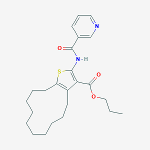 molecular formula C24H32N2O3S B451462 Propyl 2-[(3-pyridinylcarbonyl)amino]-4,5,6,7,8,9,10,11,12,13-decahydrocyclododeca[b]thiophene-3-carboxylate 