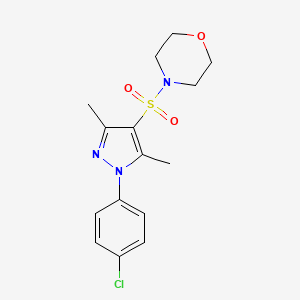 molecular formula C15H18ClN3O3S B4514627 4-{[1-(4-chlorophenyl)-3,5-dimethyl-1H-pyrazol-4-yl]sulfonyl}morpholine 