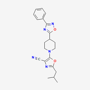 molecular formula C21H23N5O2 B4514635 2-isobutyl-5-[4-(3-phenyl-1,2,4-oxadiazol-5-yl)-1-piperidinyl]-1,3-oxazole-4-carbonitrile 