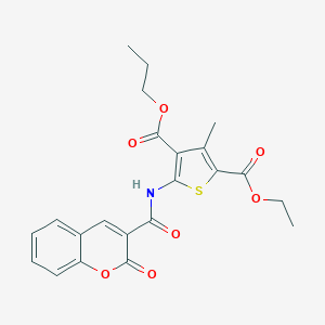 molecular formula C22H21NO7S B451464 2-ethyl 4-propyl 3-methyl-5-{[(2-oxo-2H-chromen-3-yl)carbonyl]amino}-2,4-thiophenedicarboxylate 