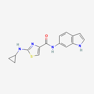 molecular formula C15H14N4OS B4514666 2-(cyclopropylamino)-N-(1H-indol-6-yl)-1,3-thiazole-4-carboxamide 