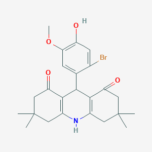 molecular formula C24H28BrNO4 B451472 9-(2-bromo-4-hydroxy-5-methoxyphenyl)-3,3,6,6-tetramethyl-3,4,6,7,9,10-hexahydro-1,8(2H,5H)-acridinedione 