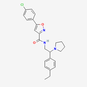 molecular formula C24H26ClN3O2 B4514761 5-(4-chlorophenyl)-N-[2-(4-ethylphenyl)-2-(pyrrolidin-1-yl)ethyl]-1,2-oxazole-3-carboxamide 