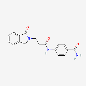 molecular formula C18H17N3O3 B4514777 4-{[3-(1-oxo-1,3-dihydro-2H-isoindol-2-yl)propanoyl]amino}benzamide 