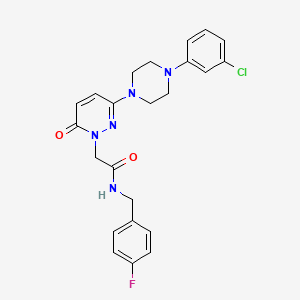 molecular formula C23H23ClFN5O2 B4514806 2-(3-(4-(3-chlorophenyl)piperazin-1-yl)-6-oxopyridazin-1(6H)-yl)-N-(4-fluorobenzyl)acetamide 