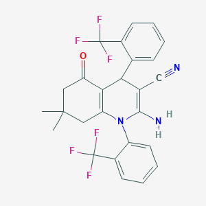 2-Amino-7,7-dimethyl-5-oxo-1,4-bis[2-(trifluoromethyl)phenyl]-1,4,5,6,7,8-hexahydro-3-quinolinecarbonitrile