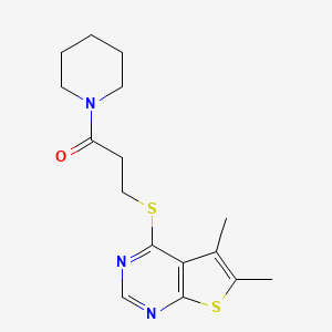 3-[(5,6-Dimethylthieno[2,3-d]pyrimidin-4-yl)sulfanyl]-1-(piperidin-1-yl)propan-1-one