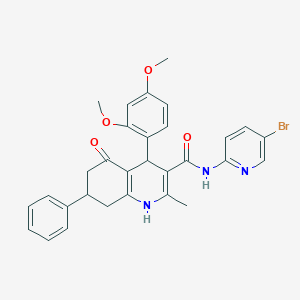 molecular formula C30H28BrN3O4 B451492 N-(5-bromopyridin-2-yl)-4-(2,4-dimethoxyphenyl)-2-methyl-5-oxo-7-phenyl-1,4,5,6,7,8-hexahydroquinoline-3-carboxamide 