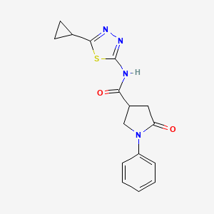 molecular formula C16H16N4O2S B4514929 N-(5-cyclopropyl-1,3,4-thiadiazol-2-yl)-5-oxo-1-phenylpyrrolidine-3-carboxamide 