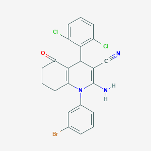 molecular formula C22H16BrCl2N3O B451493 2-Amino-1-(3-bromophenyl)-4-(2,6-dichlorophenyl)-5-oxo-1,4,5,6,7,8-hexahydro-3-quinolinecarbonitrile 