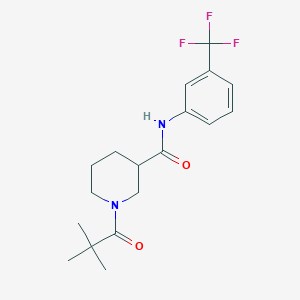 molecular formula C18H23F3N2O2 B4514934 1-(2,2-dimethylpropanoyl)-N-[3-(trifluoromethyl)phenyl]piperidine-3-carboxamide 