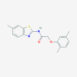 molecular formula C18H18N2O2S B451494 2-(2,5-dimethylphenoxy)-N-(6-methyl-1,3-benzothiazol-2-yl)acetamide 