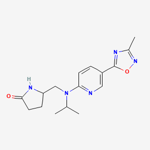 molecular formula C16H21N5O2 B4514947 5-({isopropyl[5-(3-methyl-1,2,4-oxadiazol-5-yl)-2-pyridinyl]amino}methyl)-2-pyrrolidinone 