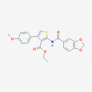 molecular formula C22H19NO6S B451496 Ethyl 2-[(1,3-benzodioxol-5-ylcarbonyl)amino]-4-(4-methoxyphenyl)-3-thiophenecarboxylate 