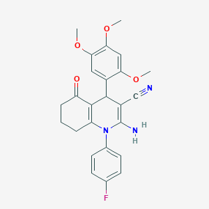 2-Amino-1-(4-fluorophenyl)-5-oxo-4-(2,4,5-trimethoxyphenyl)-1,4,5,6,7,8-hexahydro-3-quinolinecarbonitrile