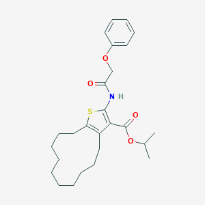 molecular formula C26H35NO4S B451499 Isopropyl 2-[(phenoxyacetyl)amino]-4,5,6,7,8,9,10,11,12,13-decahydrocyclododeca[b]thiophene-3-carboxylate 