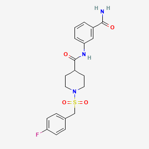 molecular formula C20H22FN3O4S B4515065 N-[3-(aminocarbonyl)phenyl]-1-[(4-fluorobenzyl)sulfonyl]-4-piperidinecarboxamide 