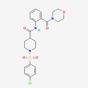 molecular formula C23H26ClN3O5S B4515159 1-[(4-chlorophenyl)sulfonyl]-N-[2-(4-morpholinylcarbonyl)phenyl]-4-piperidinecarboxamide 