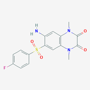 6-amino-7-[(4-fluorophenyl)sulfonyl]-1,4-dimethyl-1,4-dihydro-2,3-quinoxalinedione