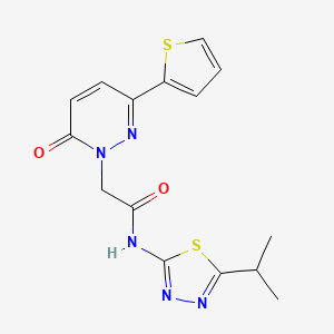 2-[6-oxo-3-(thiophen-2-yl)pyridazin-1(6H)-yl]-N-[(2E)-5-(propan-2-yl)-1,3,4-thiadiazol-2(3H)-ylidene]acetamide