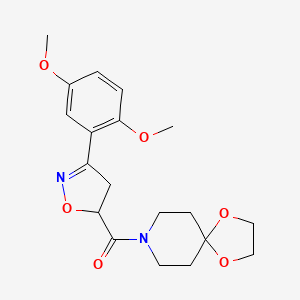 molecular formula C19H24N2O6 B4515295 8-[3-(2,5-DIMETHOXYPHENYL)-4,5-DIHYDRO-1,2-OXAZOLE-5-CARBONYL]-1,4-DIOXA-8-AZASPIRO[4.5]DECANE 