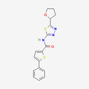 molecular formula C17H15N3O2S2 B4515310 5-phenyl-N-[(2E)-5-(tetrahydrofuran-2-yl)-1,3,4-thiadiazol-2(3H)-ylidene]thiophene-2-carboxamide 