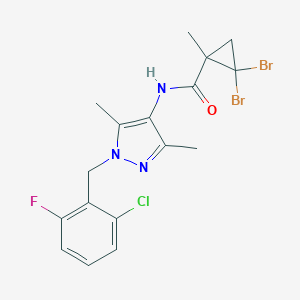 molecular formula C17H17Br2ClFN3O B451536 2,2-dibromo-N-[1-(2-chloro-6-fluorobenzyl)-3,5-dimethyl-1H-pyrazol-4-yl]-1-methylcyclopropanecarboxamide 
